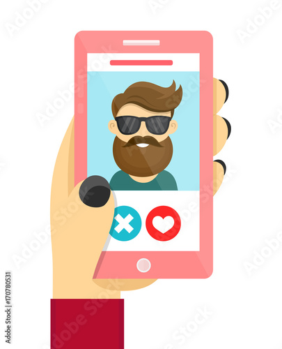 Online dating love app concept.
