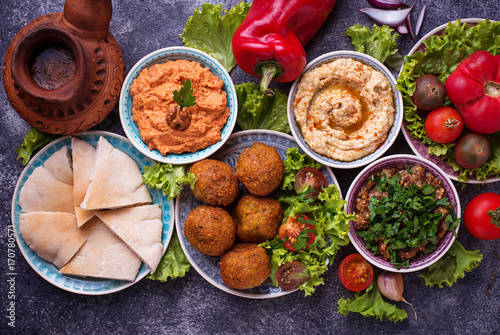 Selection of Middle eastern or Arabic dishes.  photo