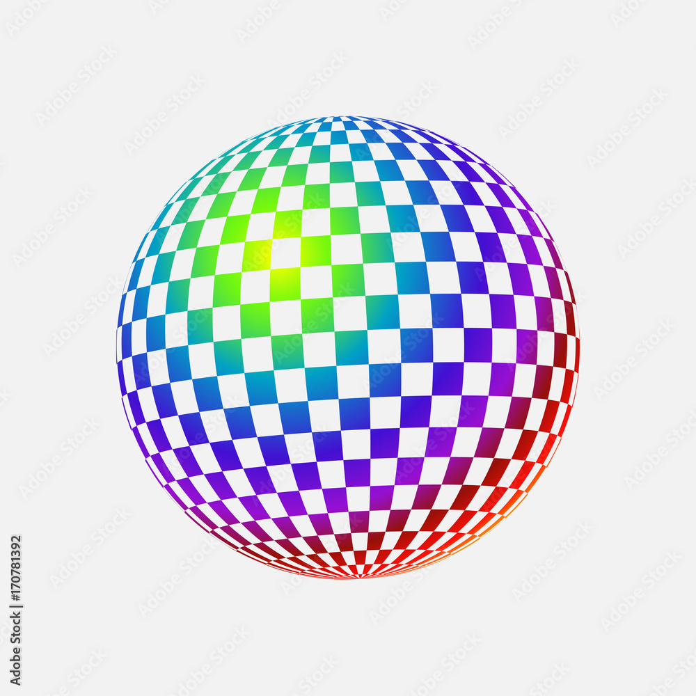 Abstract globe dotted sphere. 3d halftone effect vector background. Color vector illustration.