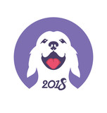 Dog 2018 symbol of the Chinese calendar. Vector flat design. 