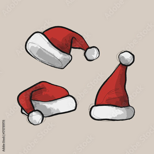 drei weihnachtliche Nikolausmützen