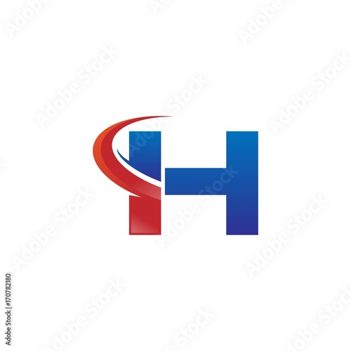 modern vector initial letters logo swoosh ih red blue