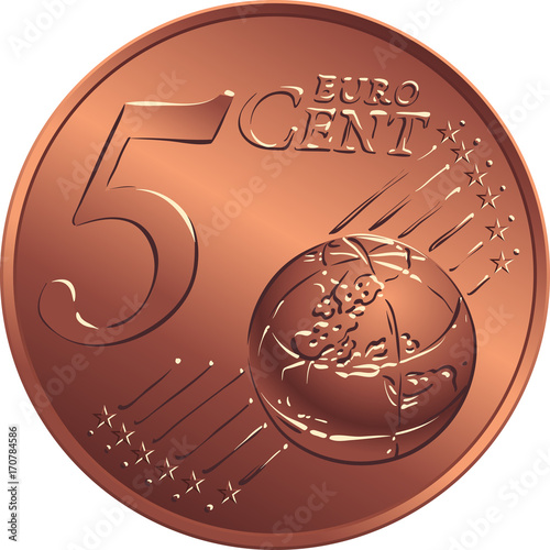 Reverse bronze money five euro with Value