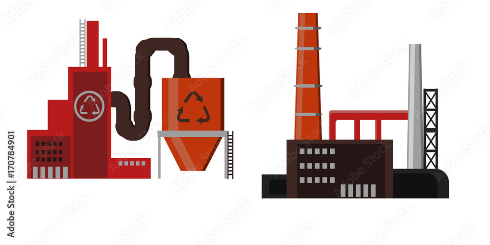 Industrial factory buildings icon