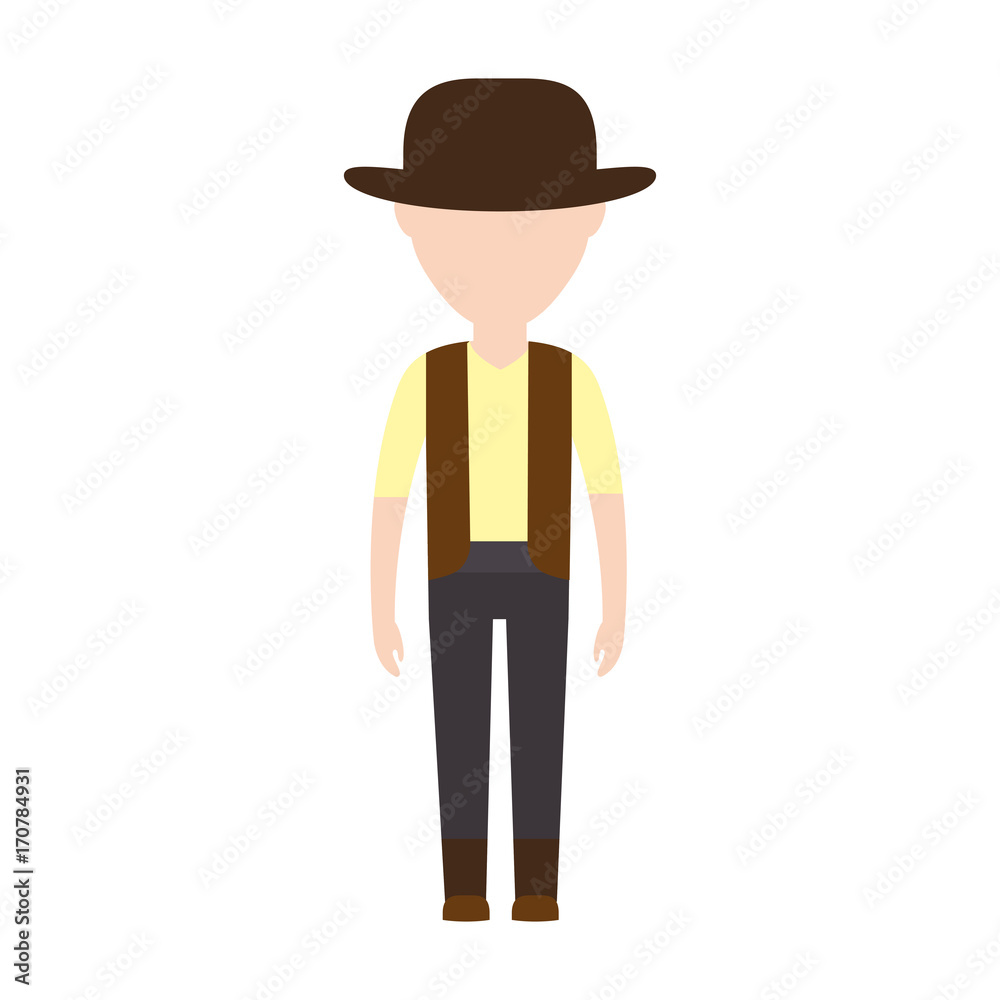 man wearing a hat icon over white background colorful design vector illustration