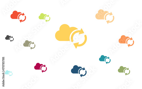 Viele bunte Wolken mit Synchronisation
