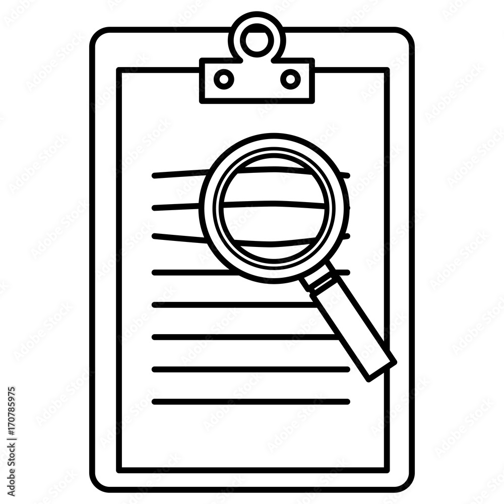 clipboard document with magnifying glass vector illustration design clipboard document with magnifying glass vector illustration design