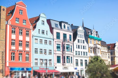View of Rostock city old town market square with Town Hall, historical center, Germany