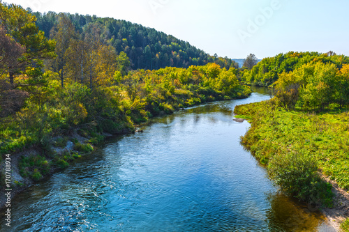 Gold river Suenga   a tributary of the river Berd  . Siberia  Russia