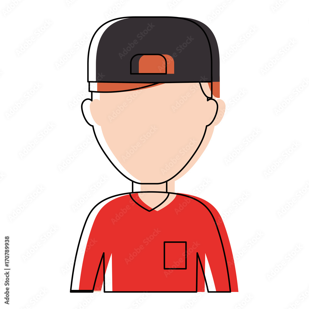 avatar man with a hat icon over white background colorful design vector illustration