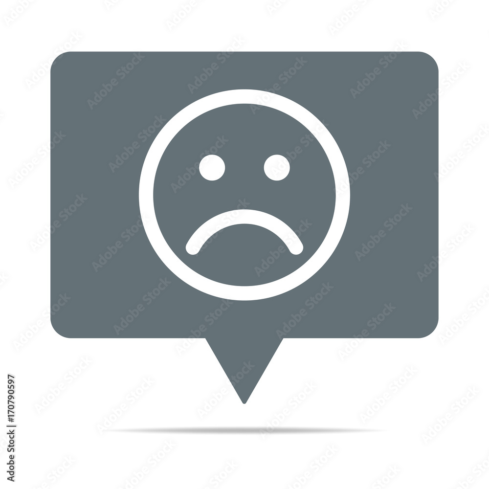 Graue Sprechblase mit traurigem Smiley Graue Sprechblase mit traurigem Smiley