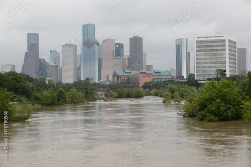HOUSTON, USA ON 20 AUGUST 2017: Downtown Houston after Harvey hurricane , in Texas, USA