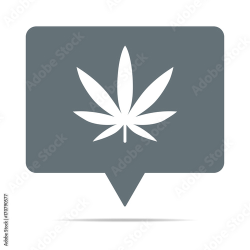 Graue Sprechblase mit Cannabis