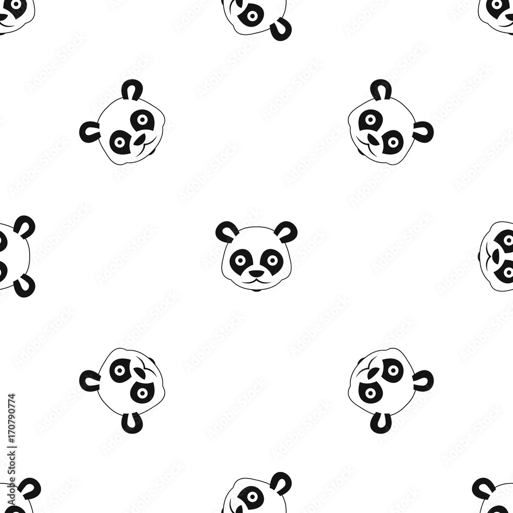 Obraz premium Head of panda pattern seamless black
