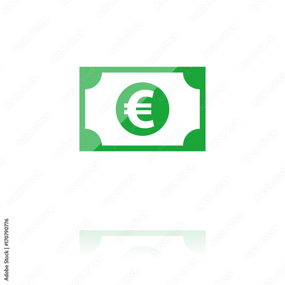 Reflektierendes Symbol mit Glanz - Euroschein Reflektierendes Symbol mit Glanz - Euroschein