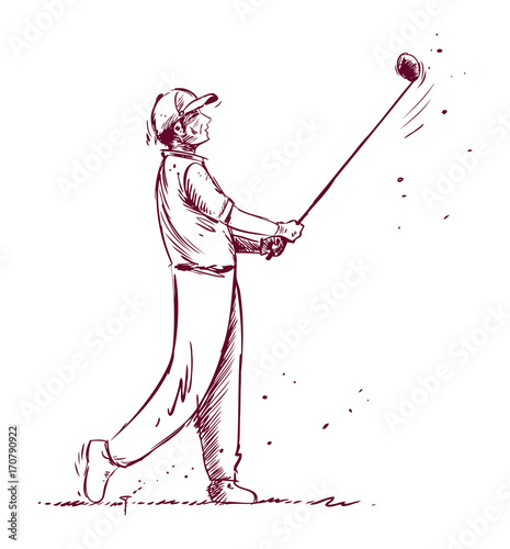 Hand drawing golf player illustration
