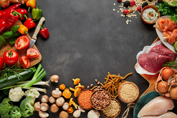 Healthy paleo harvest produce and ingredients