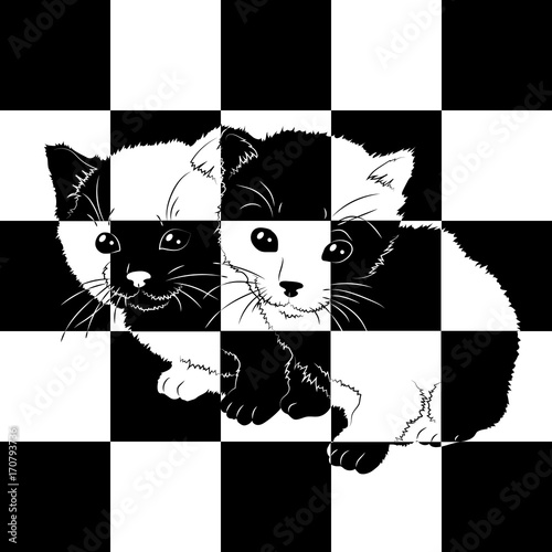 Векторный рисунок шахматные котята