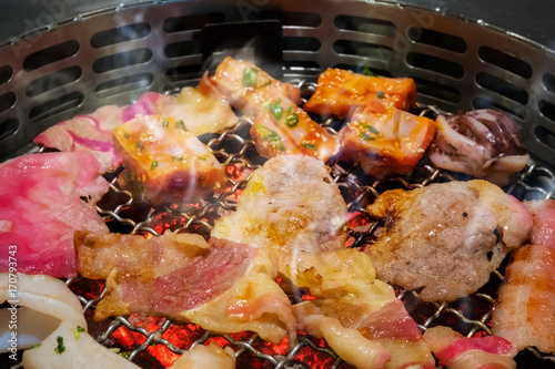 Yakiniku - Japanese Barbecue on a Hot Chacoal Stove photo