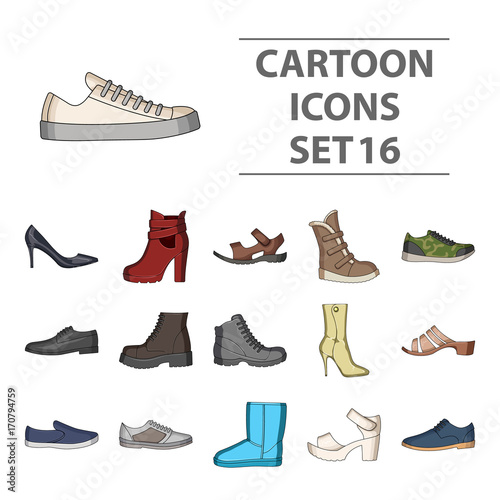 Shoes, style, heel and other types of shoes. Different shoes set collection icons in cartoon style vector symbol stock illustration web.