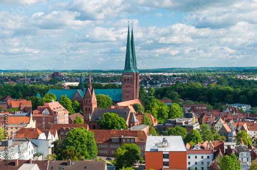 Aerial view of the German city of Lubeck