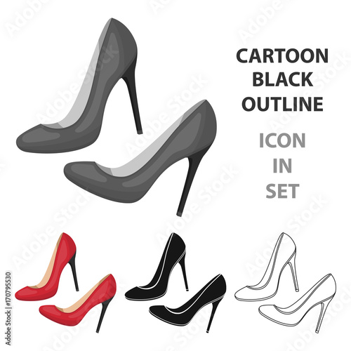 Shoes with stiletto heel icon in cartoon style isolated on white background. France country symbol stock vector illustration.