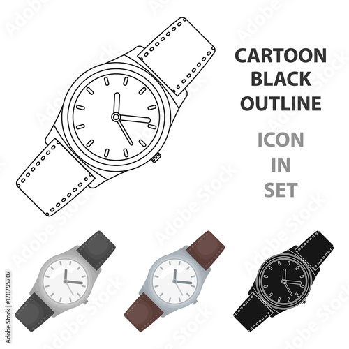 Classic wrist watch icon in cartoon style isolated on white background. Hipster style symbol stock vector illustration.