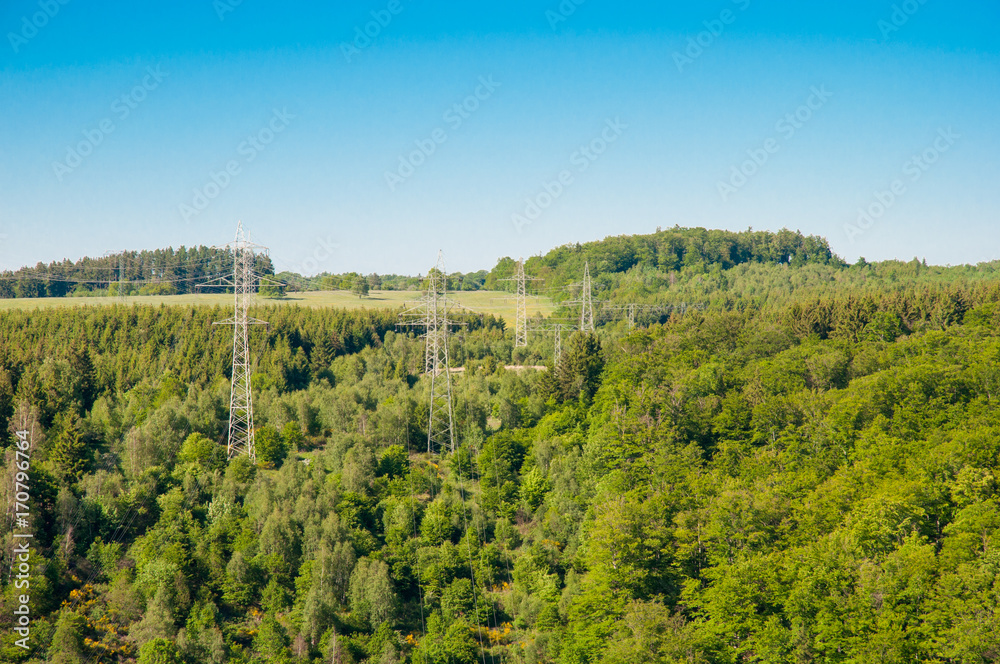 Power lines in Harz Germany