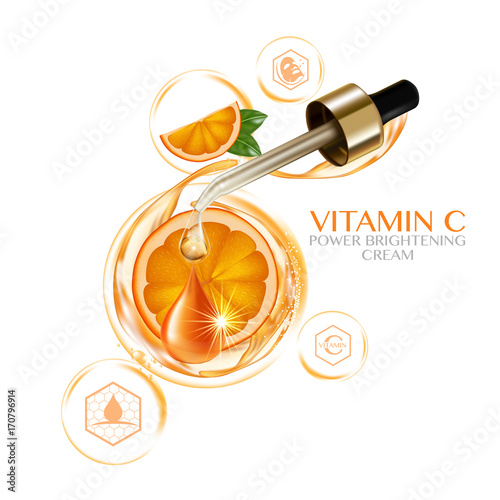 Orange fruit Vitamin Serum Moisture Skin Care Cosmetic.