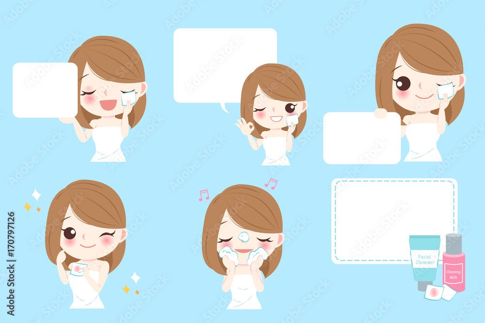 Obraz premium cartoon skin care woman