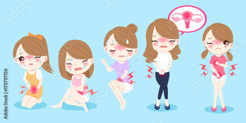 cartoon woman with menstruation