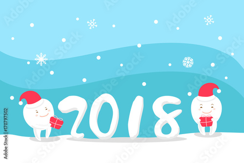 tooth with happy new year