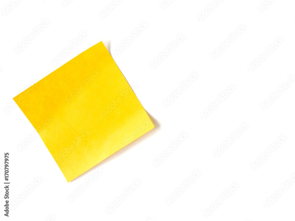 Yellow stick note paper on white background Yellow stick note paper on white background