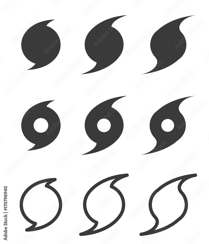 Hurricane flat symbols, vector Hurricane flat symbols, vector