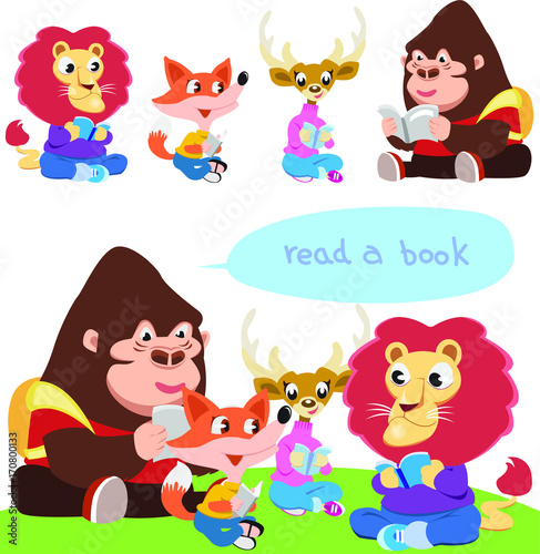 cartoon Read a book 