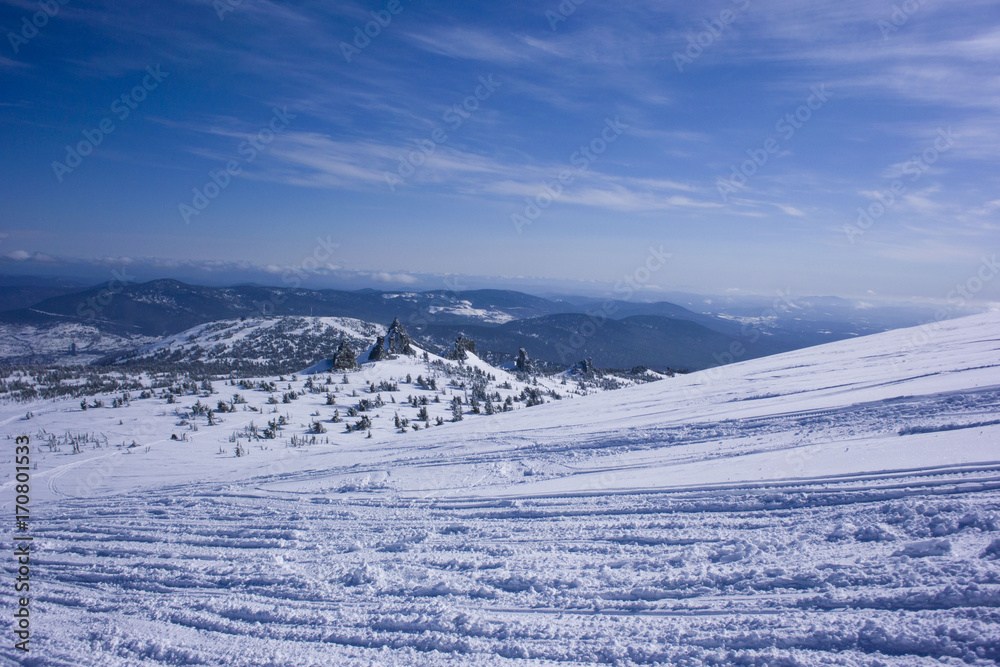 winter mountain Sheregesh Russia snowboard ski sports skiing snow vacation