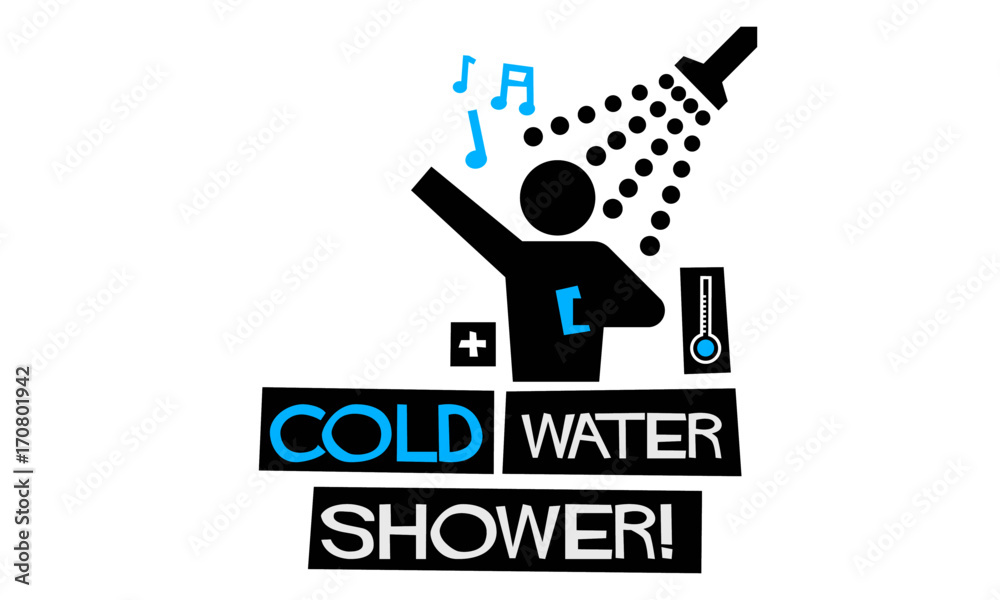Cold Water Shower (Flat Style Vector Illustration Bath Poster Design