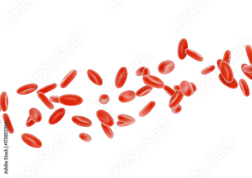 3d illustration of blood particles in focus. 