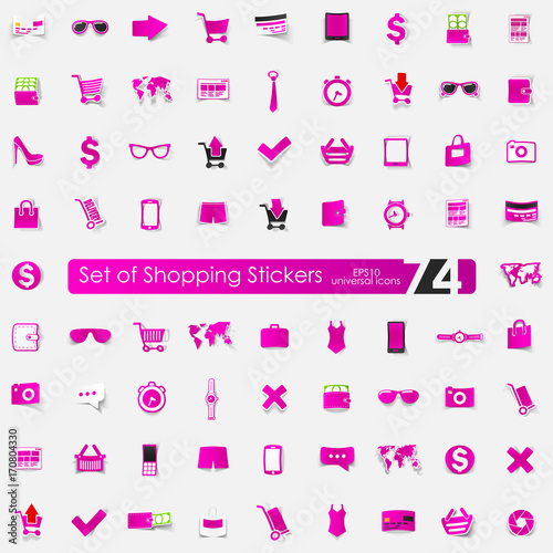 Set of shopping stickers