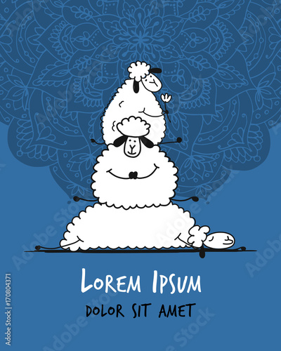Funny sheeps, sketch for your design