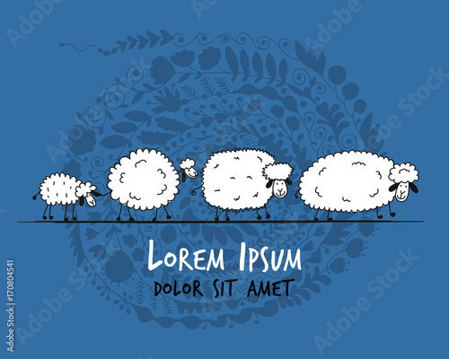 Funny sheeps, sketch for your design