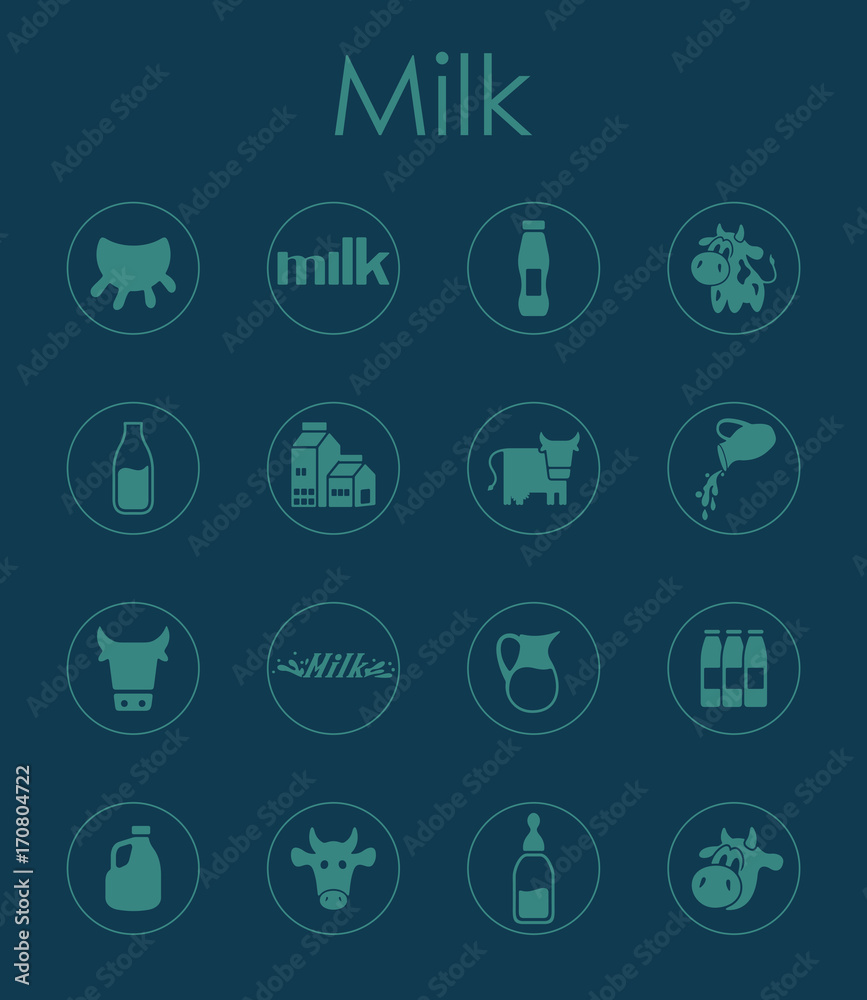 Set of milk simple icons