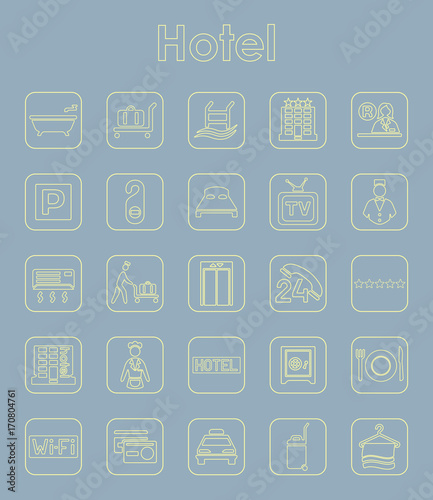 Set of hotel simple icons