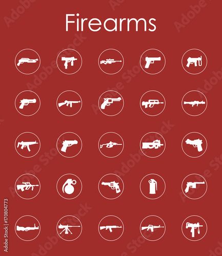 Set of firearms simple icons