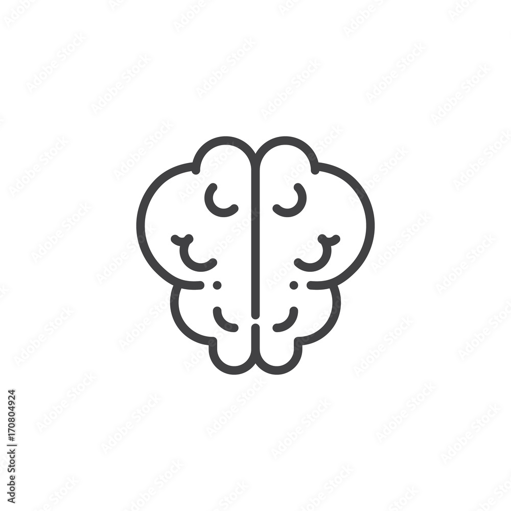 Brain line icon, outline vector sign, linear style pictogram isolated on white. Intelligence symbol, logo illustration. Editable stroke Brain line icon, outline vector sign, linear style pictogram isolated on white. Intelligence symbol, logo illustration. Editable stroke