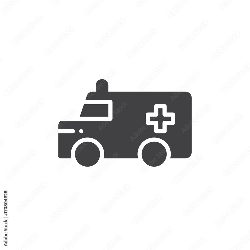 Ambulance truck icon vector, filled flat sign, solid pictogram isolated on white. Symbol, logo illustration Ambulance truck icon vector, filled flat sign, solid pictogram isolated on white. Symbol, logo illustration