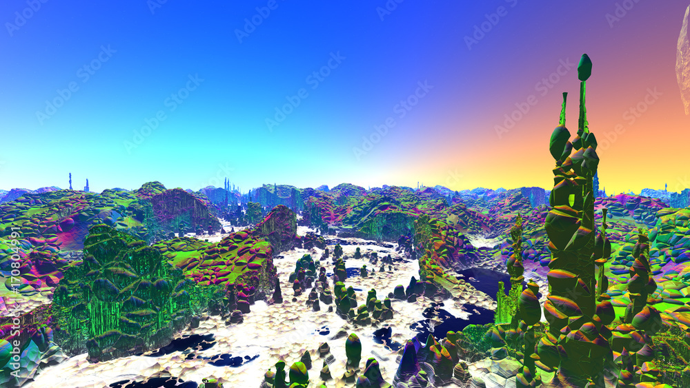 Fantasy alien planet. 3D rendering
