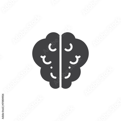Brain icon vector, filled flat sign, solid pictogram isolated on white. Intelligence symbol, logo illustration