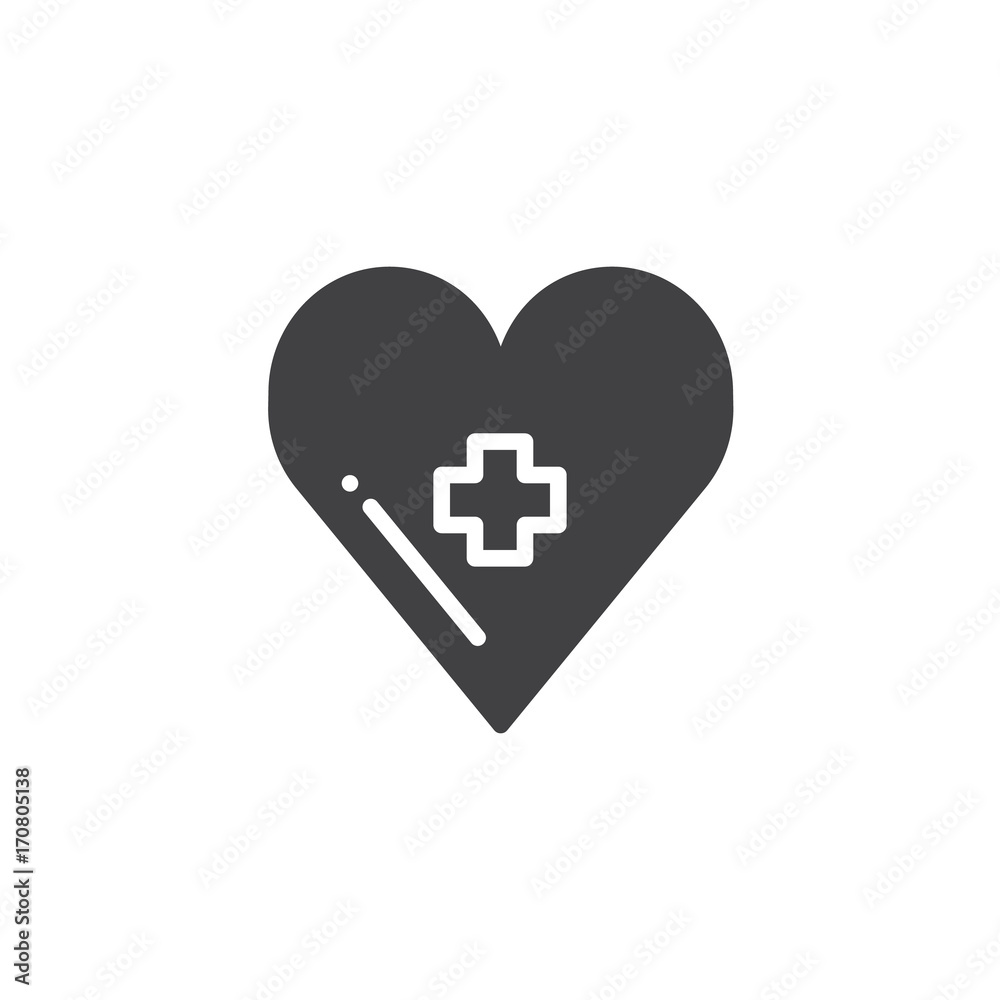 Heart with medical cross icon vector, filled flat sign, solid pictogram isolated on white. Medicine and Health symbol, logo illustration Heart with medical cross icon vector, filled flat sign, solid pictogram isolated on white. Medicine and Health symbol, logo illustration