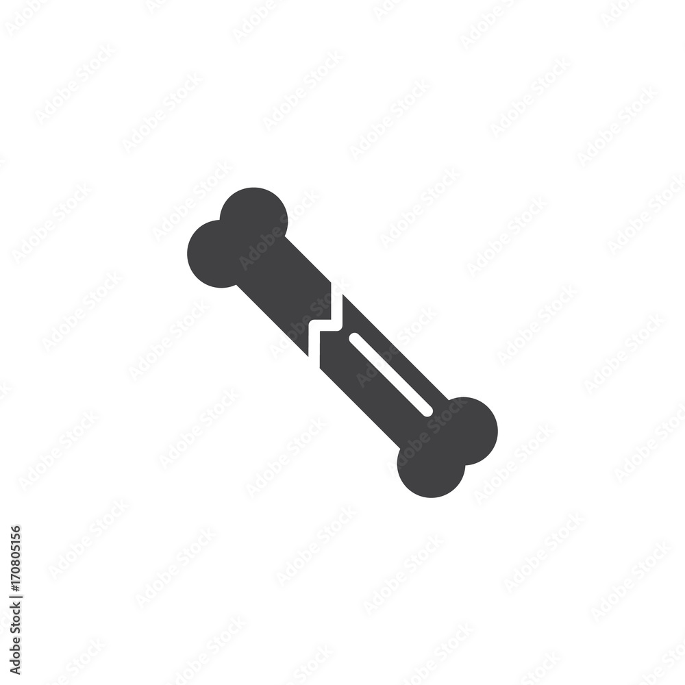 Broken bone icon vector, filled flat sign, solid pictogram isolated on white. Symbol, logo illustration Broken bone icon vector, filled flat sign, solid pictogram isolated on white. Symbol, logo illustration